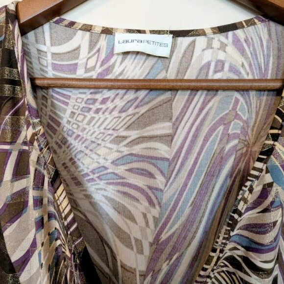 NWOT Laura Petite Shimmering Holidays Faux Wrap Top - Picture 5 of 6